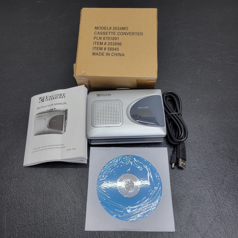 Encore Technology 2034 Portable Cassette Player USB Converter Tape 2 USB Silver - Picture 1 of 4